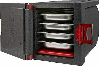 Frontloader isothermal container with hot eutectic plate (or heat accumulator) positioned at the bottom