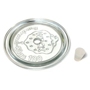 Weck glass lid with 12 mm hole to insert a silicone stopper to take core temperature of the glass jar.